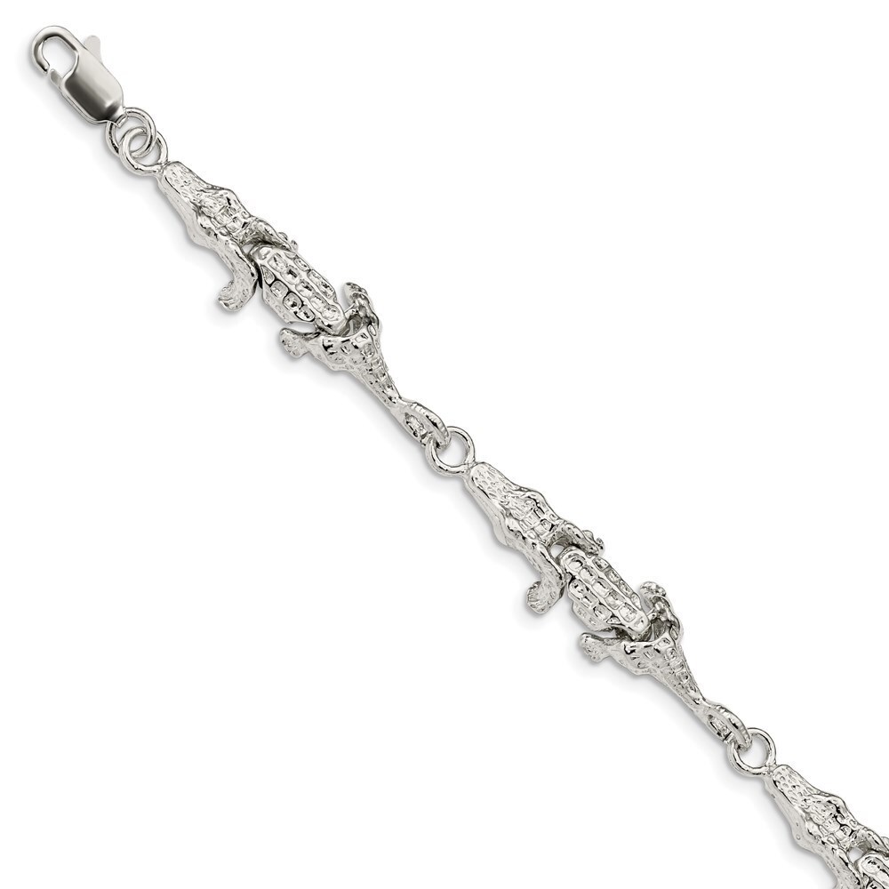 Kazi Luxury Sterling Silver Alligator Bracelet